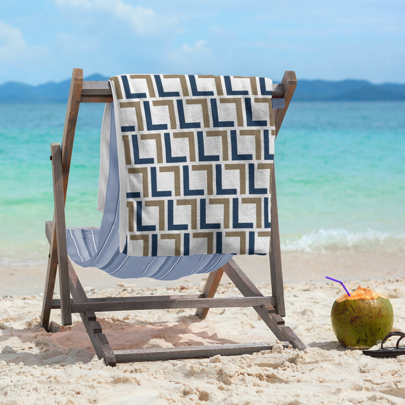Beach Towel, White/Millennium Blue/New Century Gold