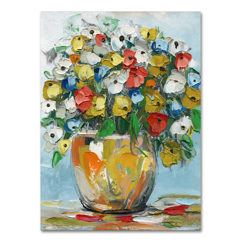 Printemps des fleurs dans un vase 3, reproduction d'art sur toile tendue, H 19 po x l 14 po x P 2 po