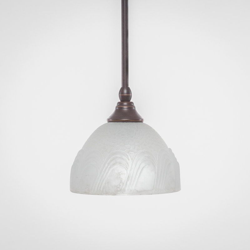 Luminaire suspendu en forme de dôme à 1 lumière Bober, Nickel brossé, H 6,5 po x l 7 po x P 7 po