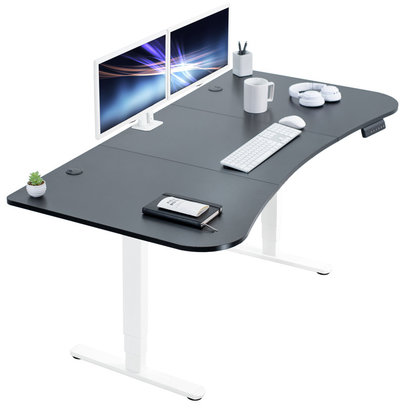 Adjustable Metal Base Standing Desk, Black Carbon Fiber/White