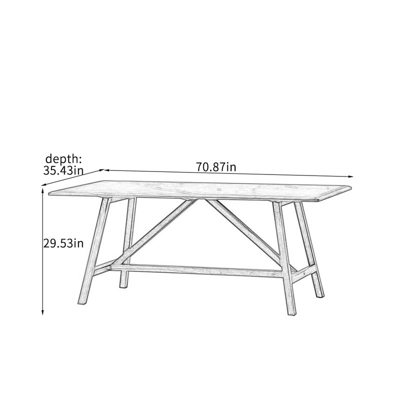 Sturdy Dining Table with Quality Materials., 29.53"H x 70.87"L x 35.43"W