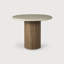 Roller Max outdoor dining table - varnished concrete top - reclaimed teak base - Light Grey - round