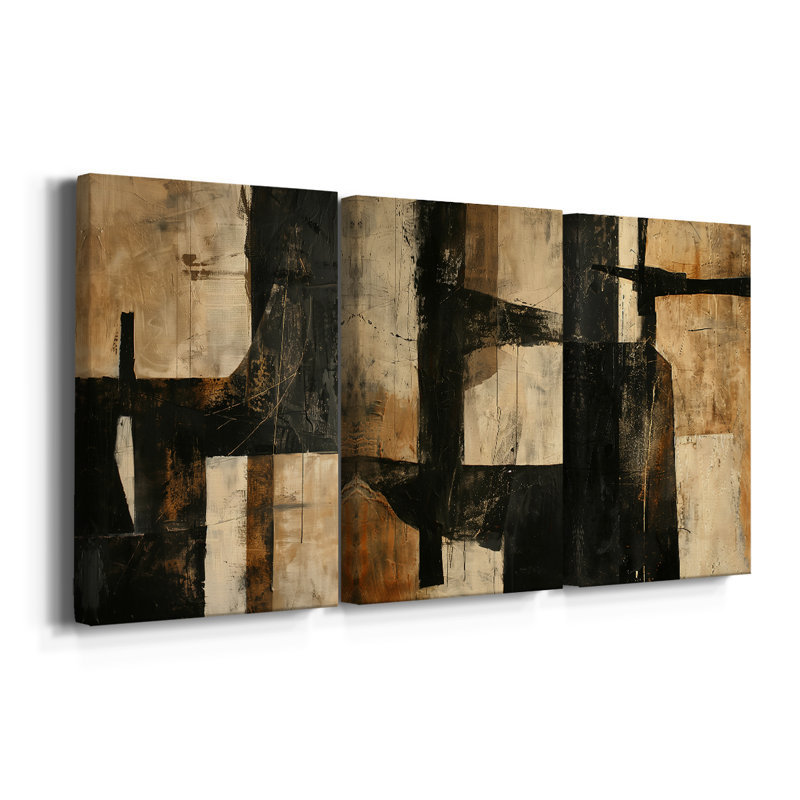 ABSTRACT Series CCCCL - Toile tendue sur mesure - 3 pièces, H 12 po x l 24 po