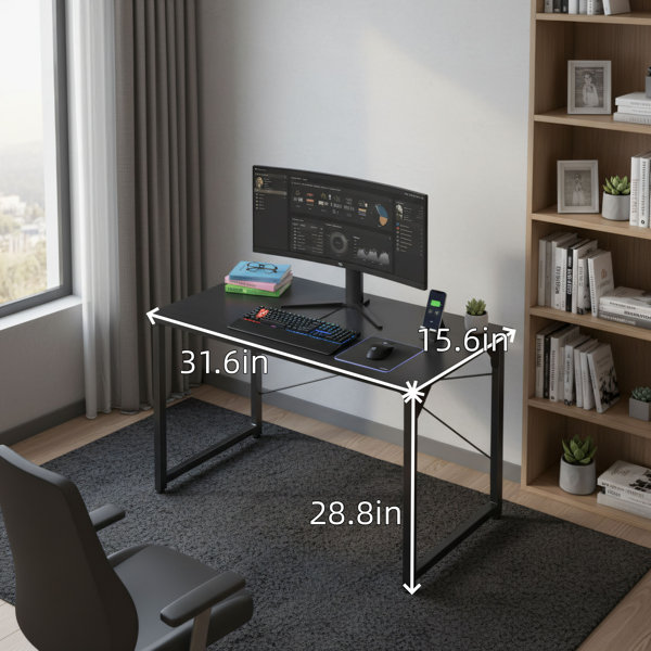 Lark Manor Retro Brown Modern Minimalist Computer Desk, Multi-Purpose ...