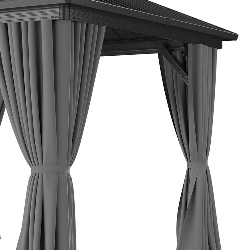 Aluminum Patio Gazebo  with Curtain and Netting, 10 ft. x 10 ft.