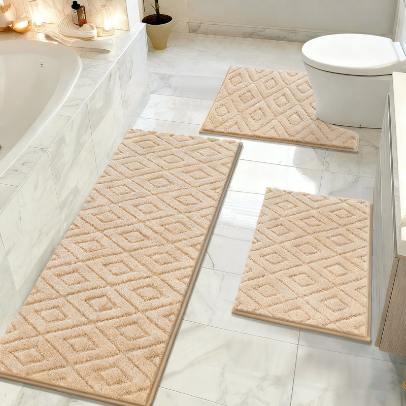 Tapis de bain absorbant antidérapant (ensemble de 3), Beige