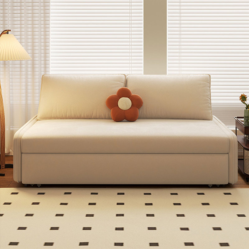 Canapé-lit modulaire 100% polyester blanc crème, 31.5"H*64.96"L*33.46"W