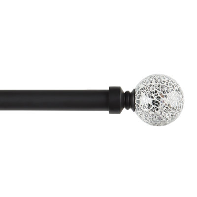 White Mosaic Adjustable 66'' to 120'' 1'' Single Curtain Rod