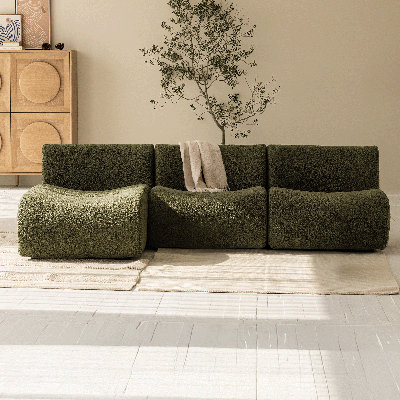 Boneless Sectional 3 Seater Sofa With Chaise, 101" Reversible L-Shaped Modular Sherpa Couches For Living Room – No Assembly by Latitude Run