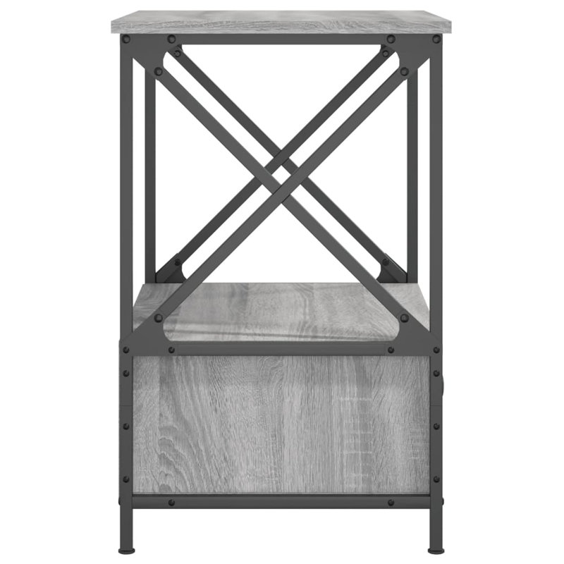 Cinar 50cm W Iron Bedside Table, Grey Sonoma