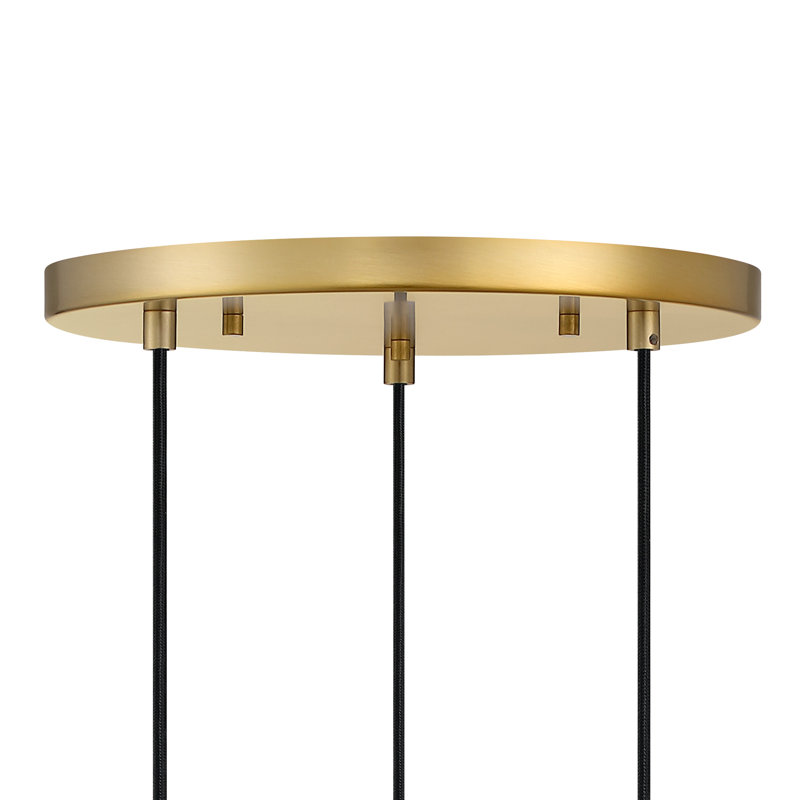 Lustre transitionnel à 3 lumières avec abat-jour en verre transparent irisé de 7 po Neva, Or brossé