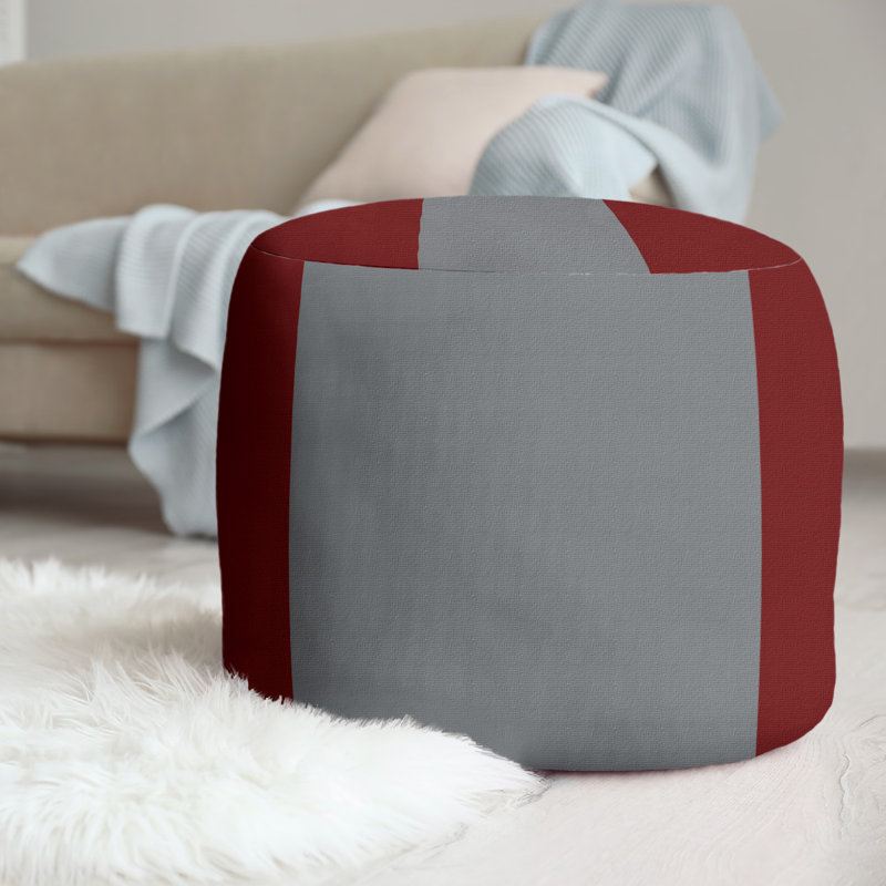 Repose-pieds cubique rond à rayures 20,5", Marron / Gris foncé