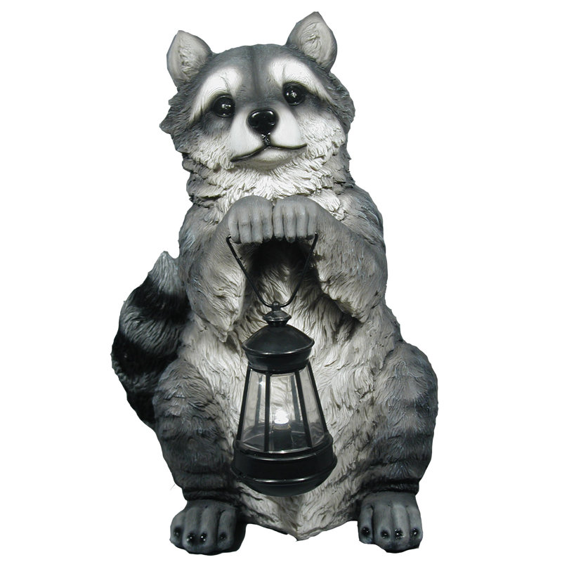 Statue racoon avec lanterne Keanu