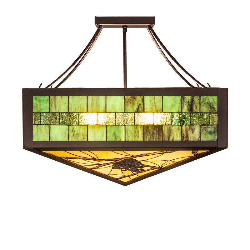 23" Square Pinecone Ridge Semi-Flushmount