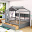 Lit de jour à deux tiroirs en bois avec tablettes de rangement Letha-122085289-122085288