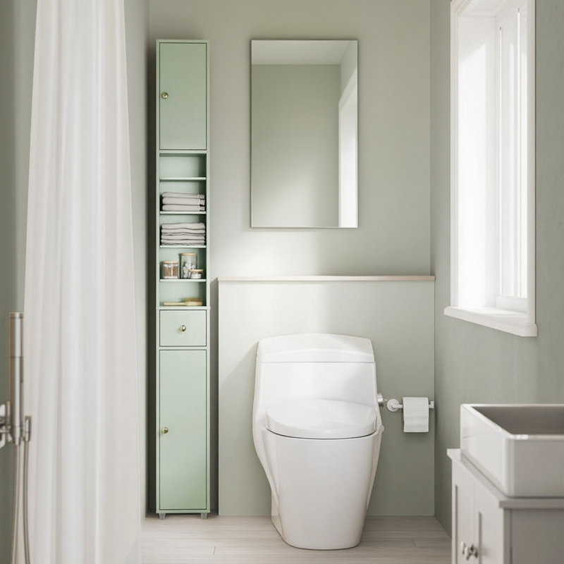 Munford Freestanding 20cm W Linen Cabinet, Green