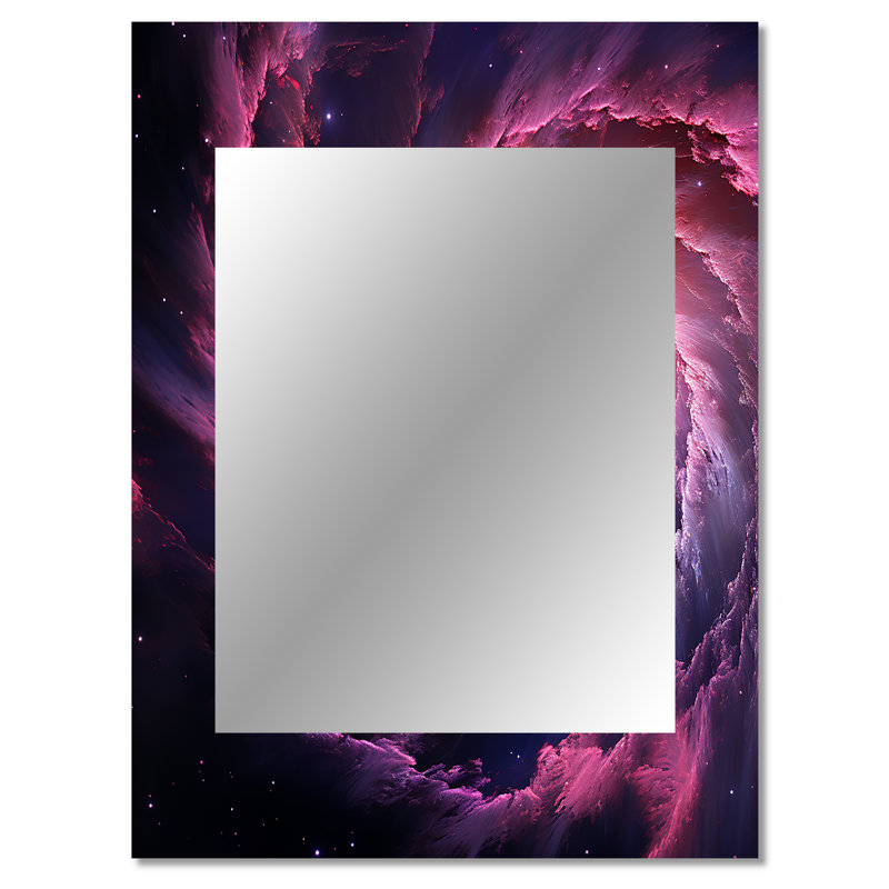 Abstrait galaxie mauve abstraite VI - miroir spirales abstraites, miroir mural décoratif rose, impression d'art en métal