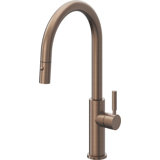 Corsano Contemporary Pull Down Kitchen Faucet with Button Sprayer High Arc Spout and ST Series Handle