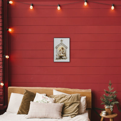 Petits agneaux et crèche de Noël, estampe numérique, design par Petal Prints Design