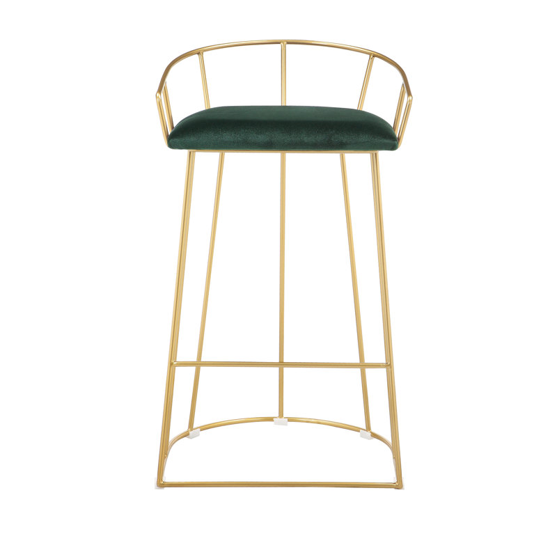 Tabouret de bar et de comptoir Jillian, Tabouret de comptoir (assise à une hauteur de 26,, Velours vert