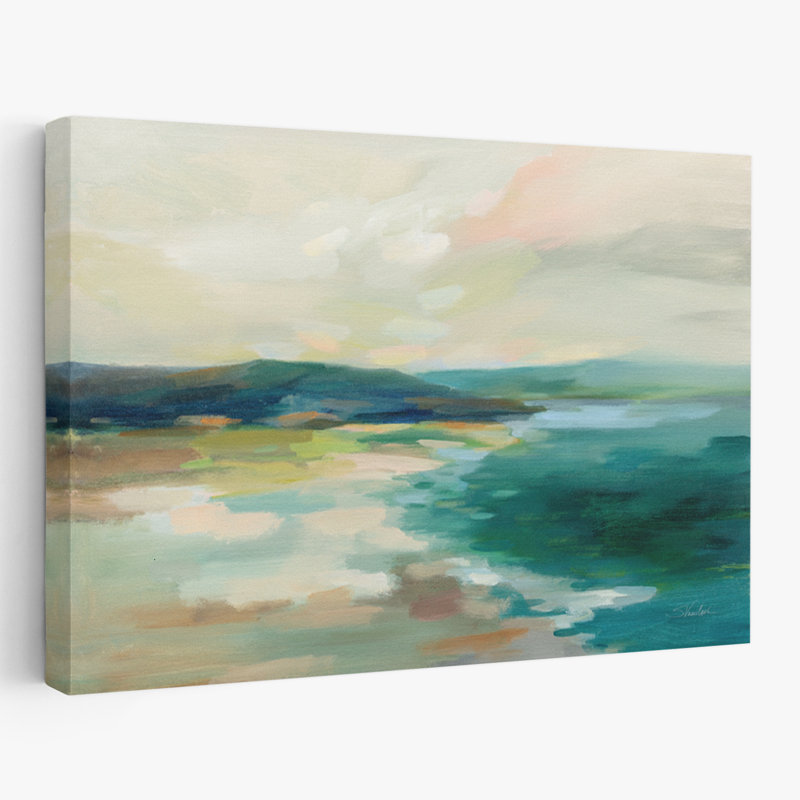 Lac Pastel - nuages abstraits bleu-brun, H 36 po x l 24 po