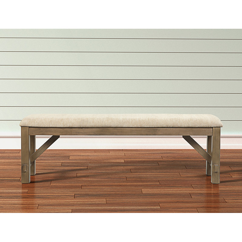 Banc de salle à manger rembourré en bois, Brown, Light Gray