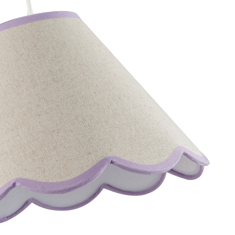 Scallop Edge Natural Textured Linen Coolie Lamp Shade With Trims By, Purple
