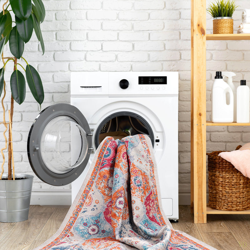 Washable Rug 9X12 Area Rug (9'X12')Non-Slip, Non-Shedding Low-Pile Rug Perfect For Living Room, Bedroom, Kitchen And High-Traffic Areas