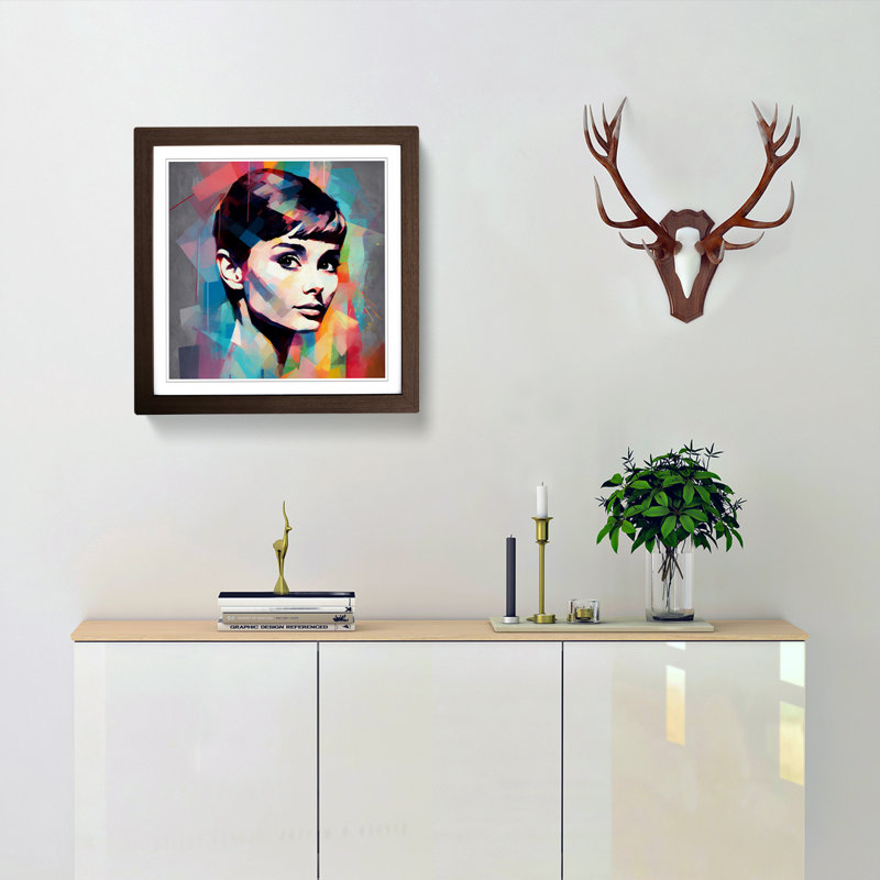 Audrey Hepburn Abstract Art - Framed Print, Walnut