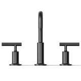 Purist® Widespread Faucet with Drain Assembly Low Lever Handles and Low Gooseneck Spout