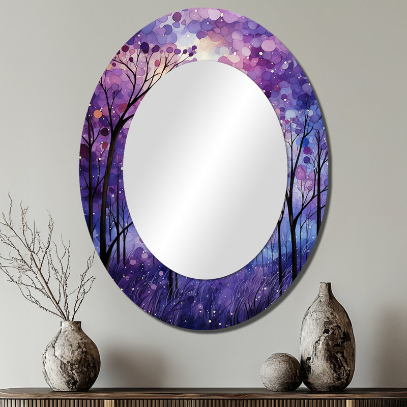 Violet Serenade - Purple Modern Oval Wall Mirror, 40" x 30"