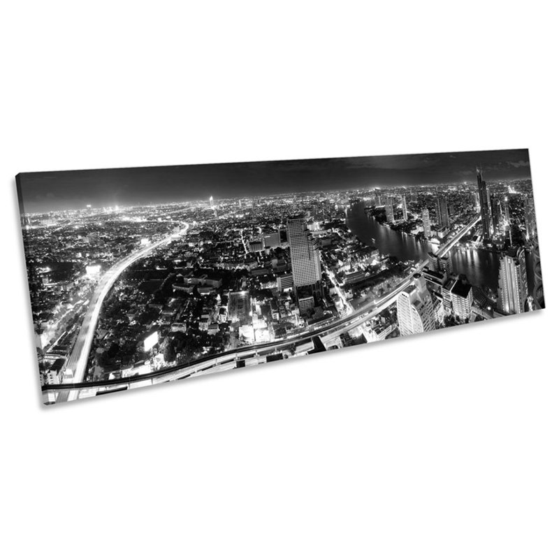 Bangkok Skyline Thailand - Wrapped Canvas Panoramic Print, 30.48cm H x 91.44cm W x 2cm D