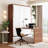 Full Size Murphy Bed With Foldable Desk – Space Saving Wall Bed - Walnut & White