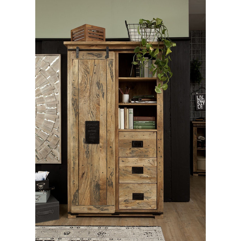 Railway 1 Door Wardrobe, Natural