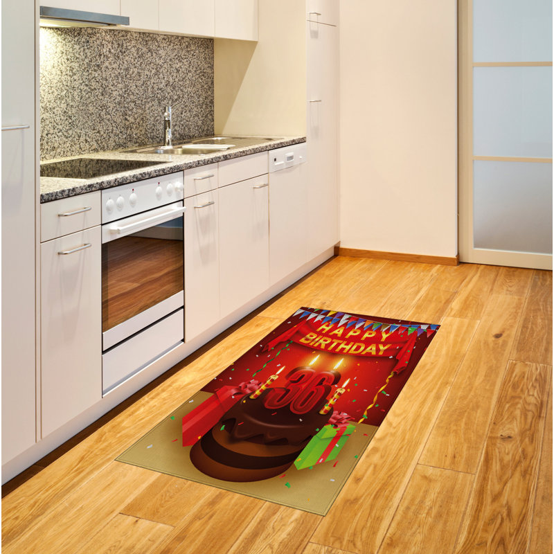 36th Birthday Flatweave Red Area Rug, Rectangle 2'7" x 5'