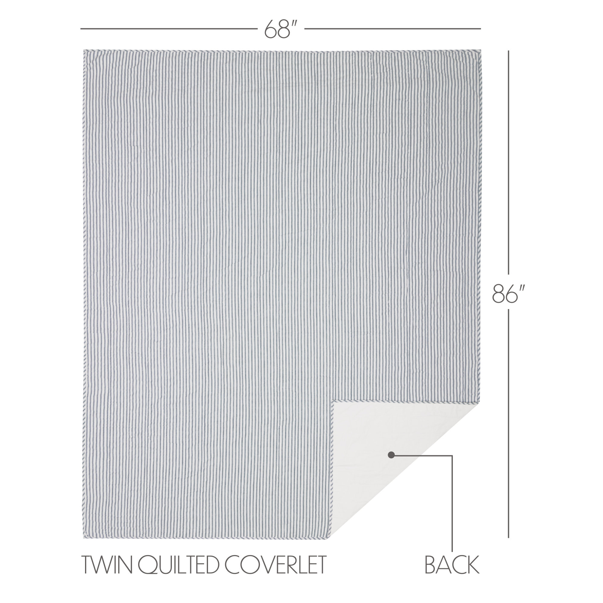 Sawyer Mill Ticking Stripe Quilt Coverlet, Demin Blue & Soft White, Twin
