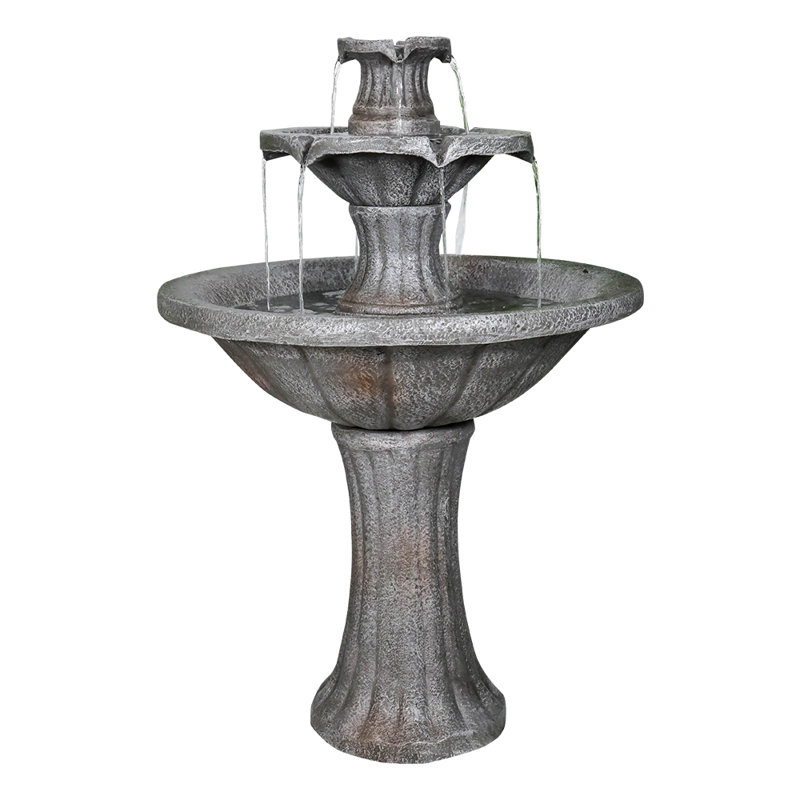41.7" H 2-Tier Concrete Outdoor Fountain