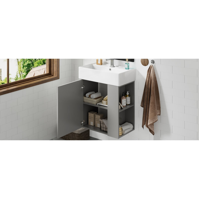 Meuble-lavabo flottant 21,6 po Modern, Gris