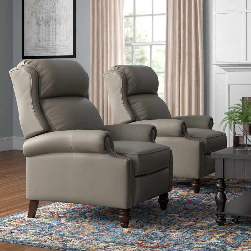 Fauteuil inclinable en cuir véritable Ambrosane, Cuir véritable colombe