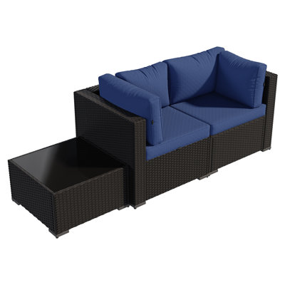 3 -Person Rattan Patio Safo With Cushions