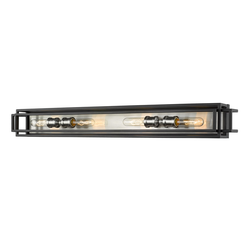 Éclairage de salle de bain à intensité variable 4 lumières Cashton, Noir / Nickel brossé