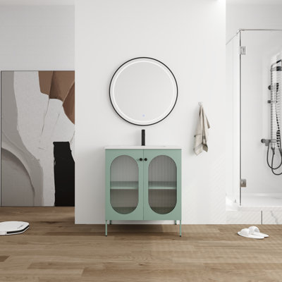 Meuble-lavabo simple 30 po avec comptoir en céramique