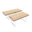Table extensible pour 6 à 10 sièges, bureau de salle à manger en bois avec finition rayée, structure et lignes transparentes