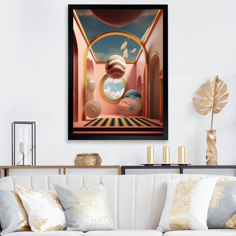 " Future Folklore Minimal Retro Architecture I " Mixed Media and Color Photography Print, 44" H x 34"W x 1.5" D