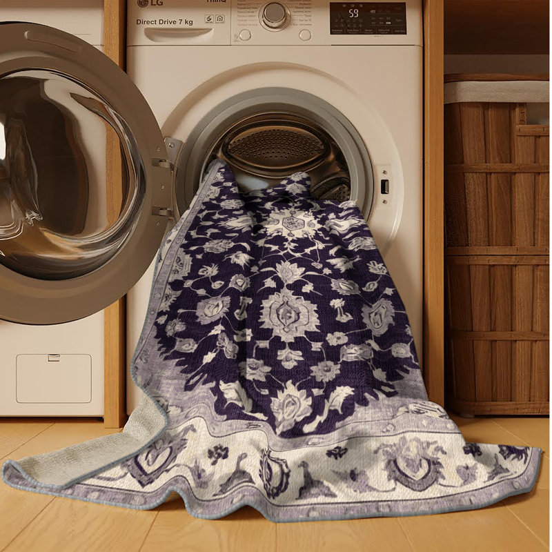 Tapis gris lavable à la machine, Carré 8 pi