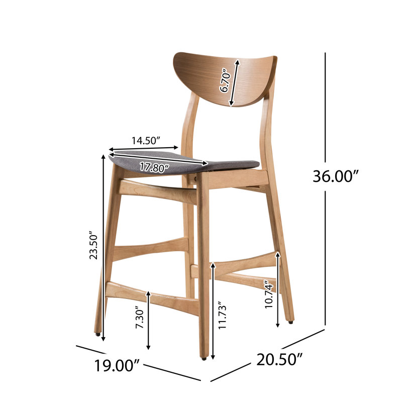 Ensemble de 2 chaises avec repose-pieds et pieds robustes, Naturel, Gris foncé