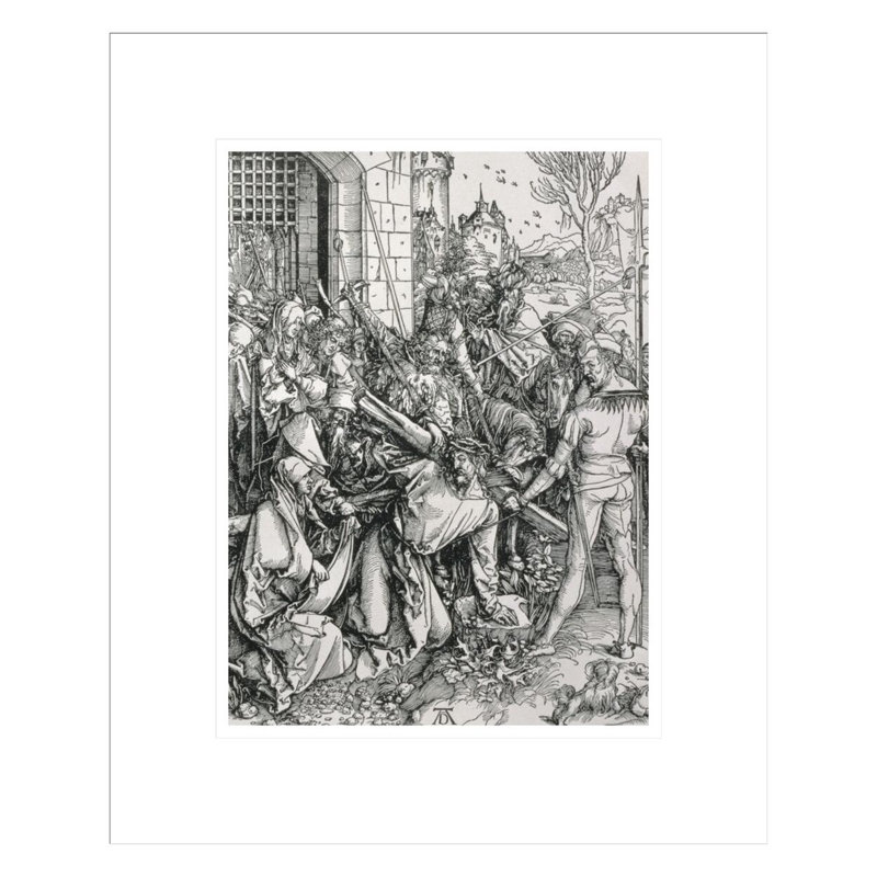 «The Bearing of the Cross» de la série «Great Passion» par Albrecht Dürer, estampe numérique encadrée