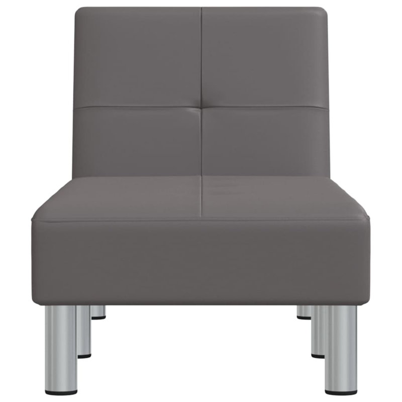Devontay Faux Leather Chaise Lounge, Gray Faux Leather