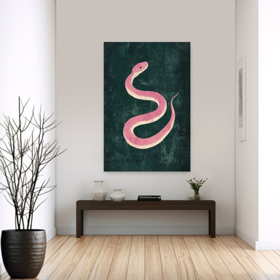 Elegant Pink Snake Abstract Elegant Modern Snake Forest Wall Art Print 1 Piece Wrapped Canvas Wall Art