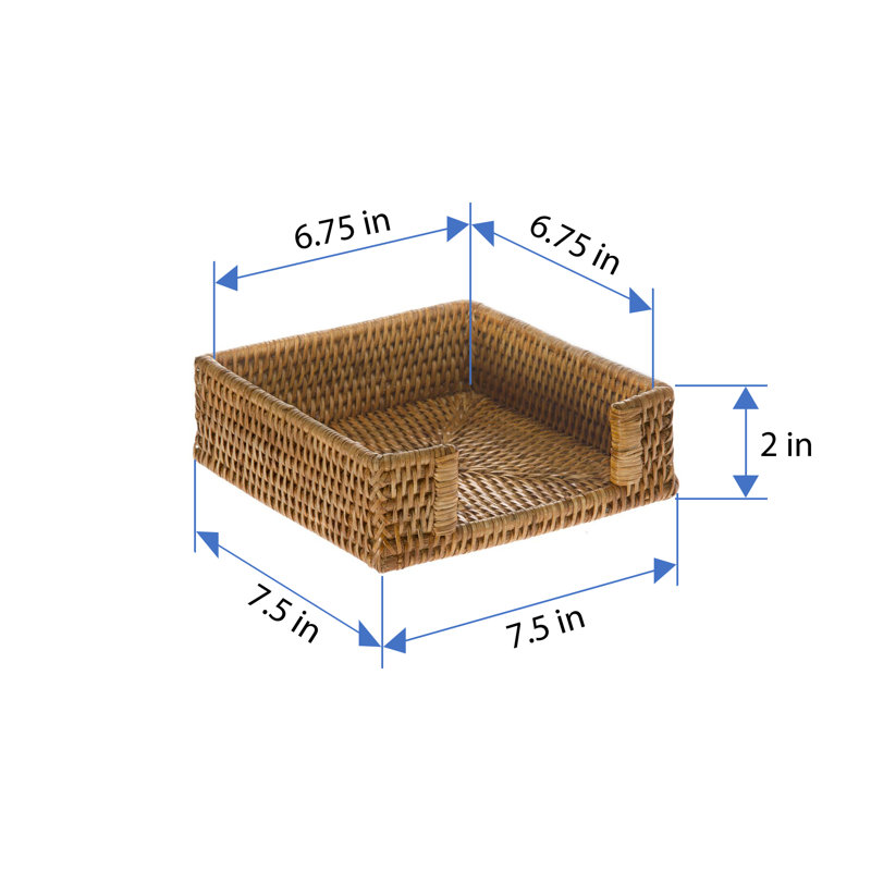 Everard Rattan Flat Napkin Holder, Honey Brown